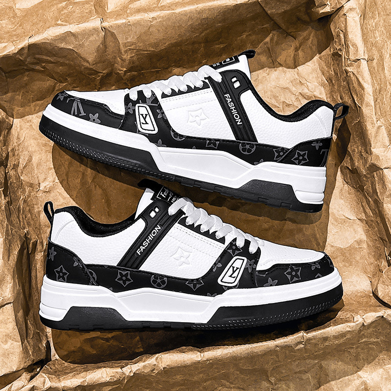 Designer shoes free shipping 2025 new fashionable white shoes casual comfortable thick soled sports board shoes for mens