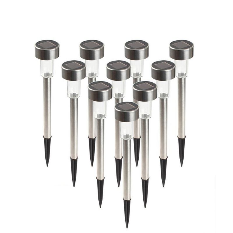 Stainless Steel Small Mini Color Changing Classic Column Solar Powered LED Pathway Lighting for Patio Solar Stick Lights