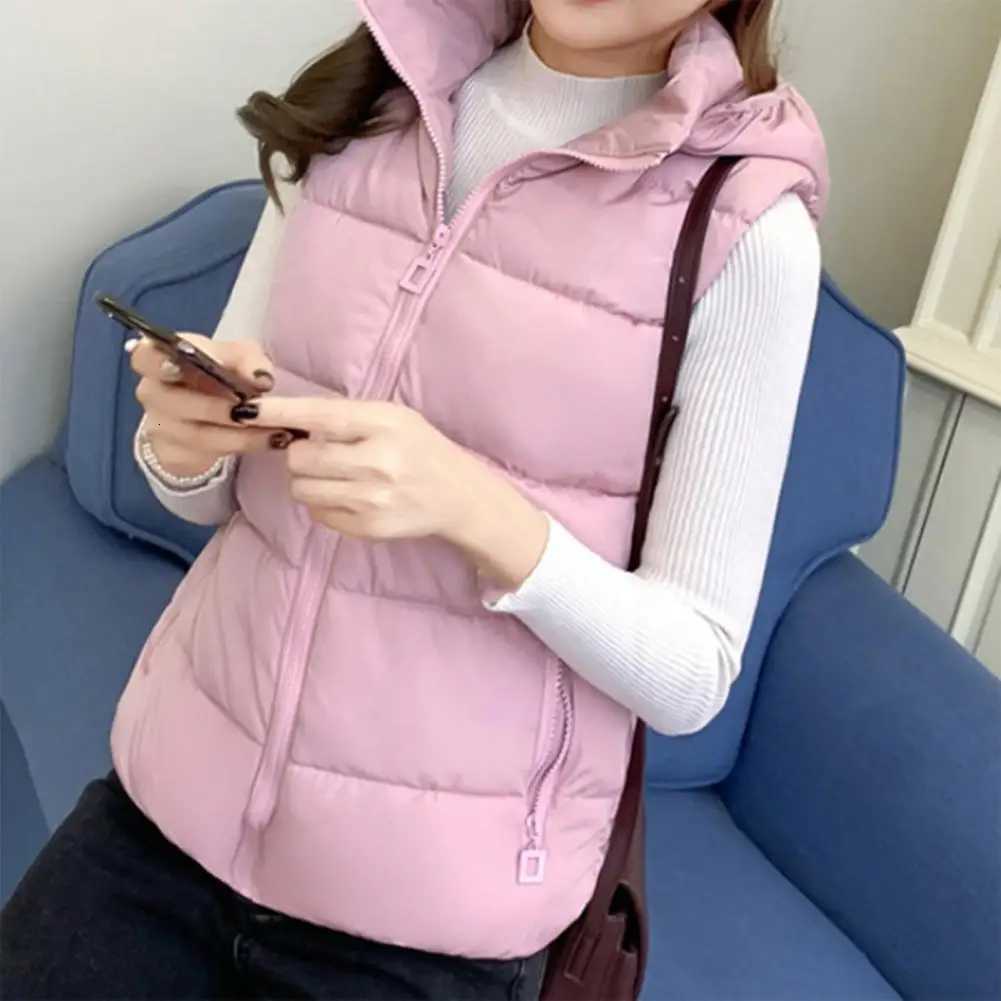 Winter Jacket M-4XL Women Hooded Vest Plus Size Cold Proof Cozy Women Winter Loose Sleeveless JacketT251128