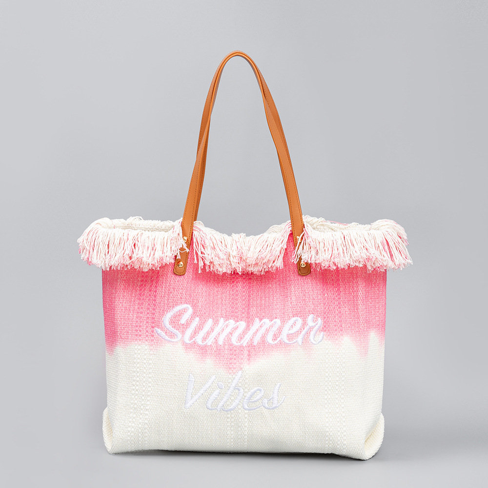 Summer New Arrival Embroidered Canvas Tote Bag with Fringe & Magnetic Closure - Beach Crossbody, Commuter Shoulder Bag, Free Shipping