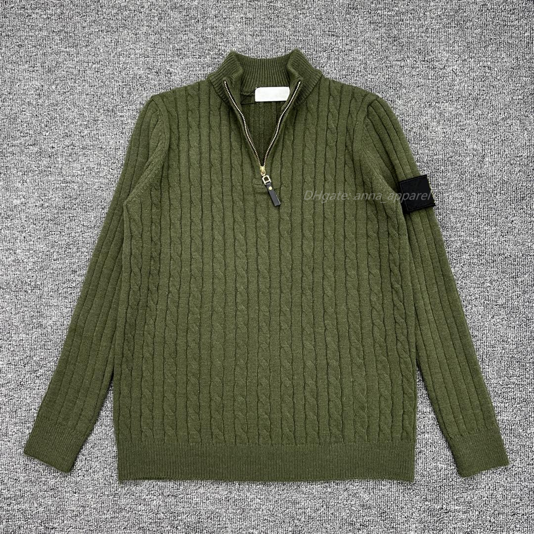 Autumn winter new Men's Sweaters long-sleeved twist half-high collar zipper Knitted sweater Jumpers Mens Casual base clothes