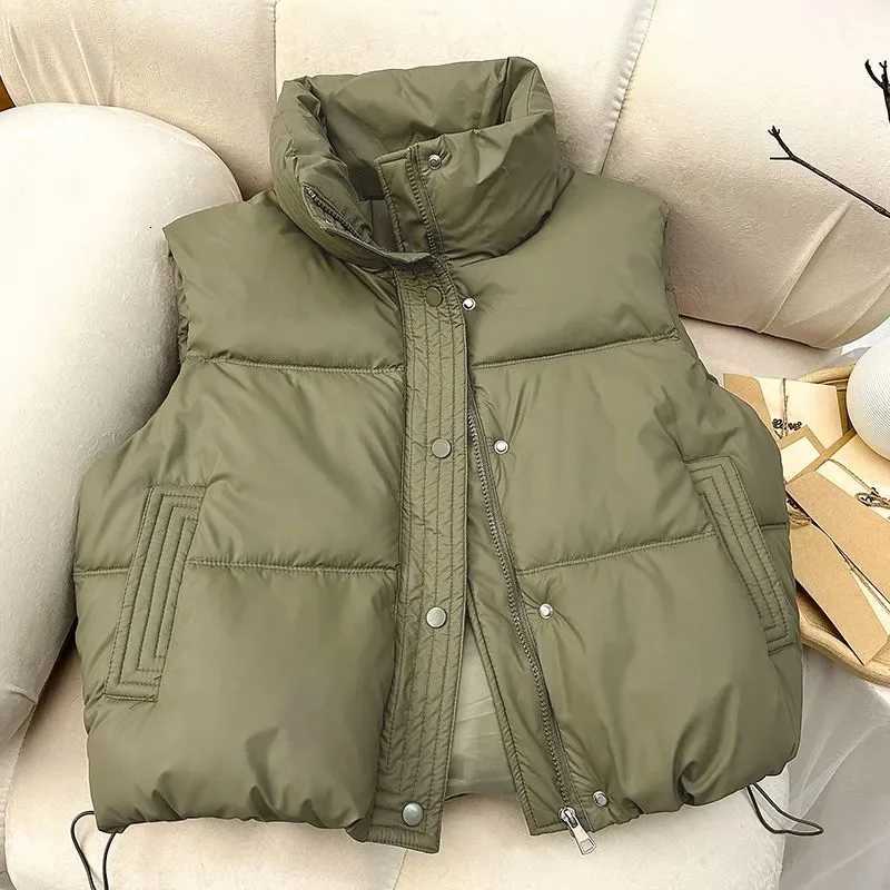 2024 New Women Winter Warm Waistcoat Ladies Sleeveless Stand Collar Coats Warm Outerwear Casual Lightweight Puffer Vest JacketsT251128