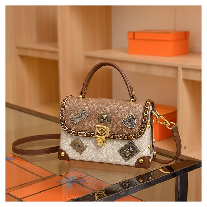 2025 new free shipping designer shoulder bag Vintage casual Sequined Distressed package white for woman