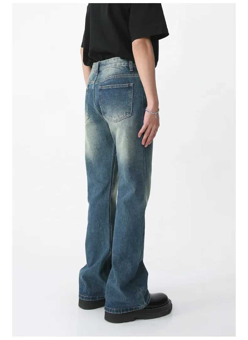 Jeans Denim Pants Men Long Flare Pant Straight Trousers High Waist Casual Regular Pockets Slim Fit Splice Simple Autumn 2024 L251127