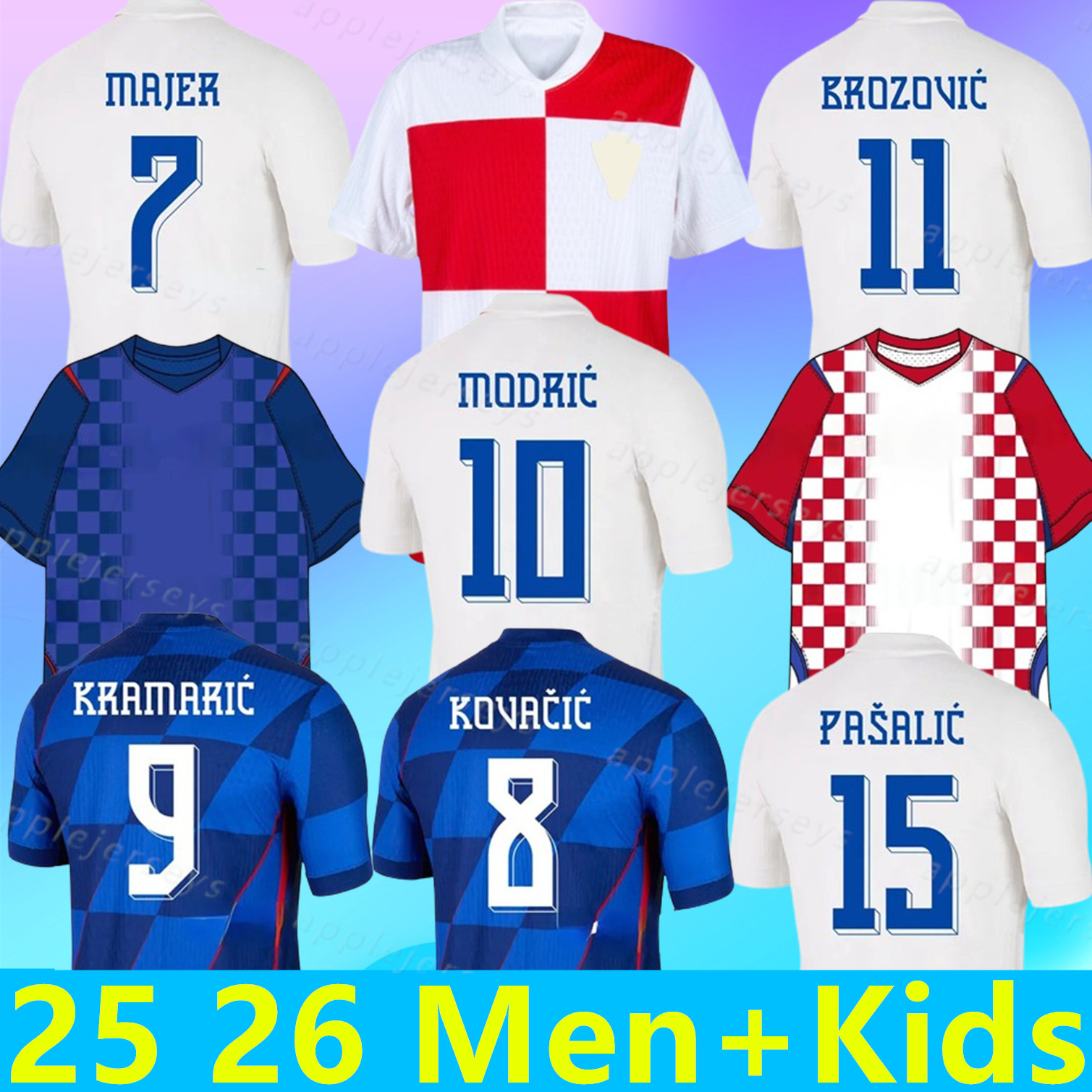 2025 2026 Euro Croatia Soccer Jersey Cup New Croatie National Team 25 26 Football Shirt Men Kids Kit Set Home White Away Blue Men Uniform MODRIC KOVACIC PASALIC PERISIC