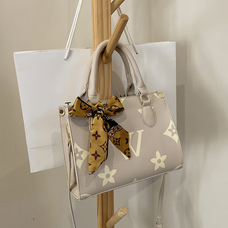 Fashion-Forward 2025 Women's Tote Bag - Multi-Functional Designer Shoulder/Crossbody Bag with Embroidered Letters & Detachable Bow Charm | Free S