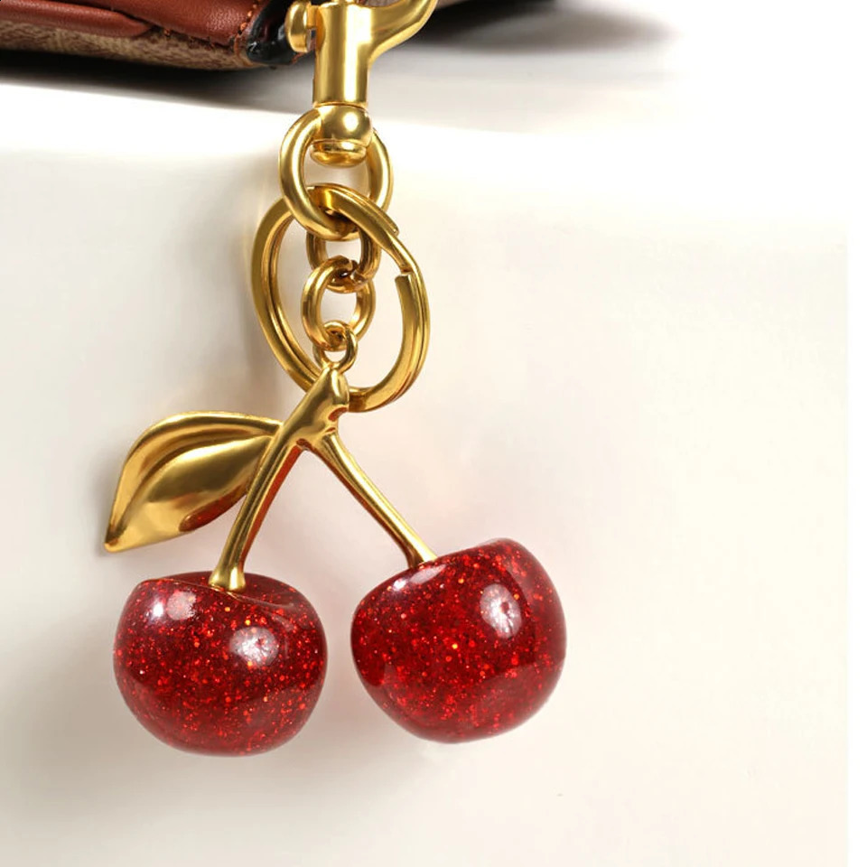 ZAKOL Fashion Red Cherry Keychain Summer Fruits Cherries Pendant Keyring For Women Men Jewelry Bag Accessories Gift 250428