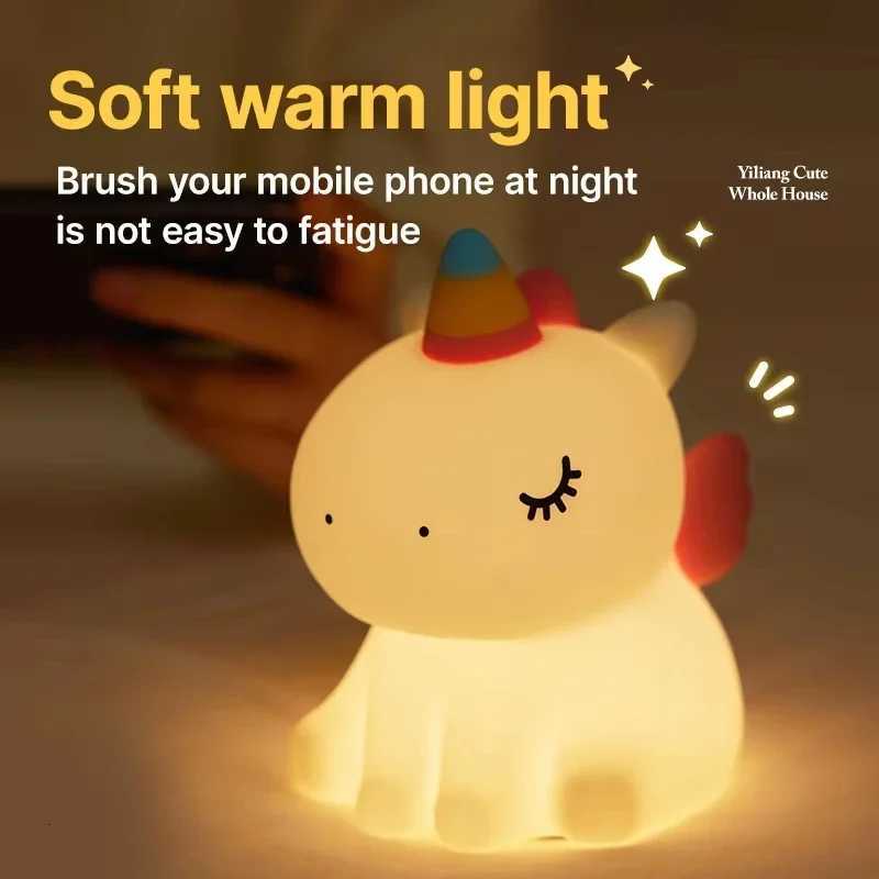 Cute Silicone Night Light Dimmable Nursery Sleeping Lamp Touch Control Nightlights USB Rechargeable Table Lamp For Baby Child M251128
