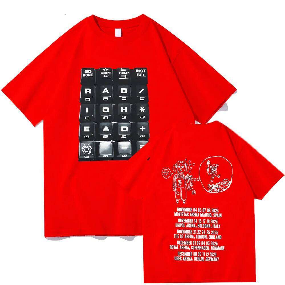 Radiohead 2025 Black Tour T-shirt Fashion Rock Band T Shirts Men Women Cotton Loose Tops Streetwear Summer Short Sleeve Clothes C251128