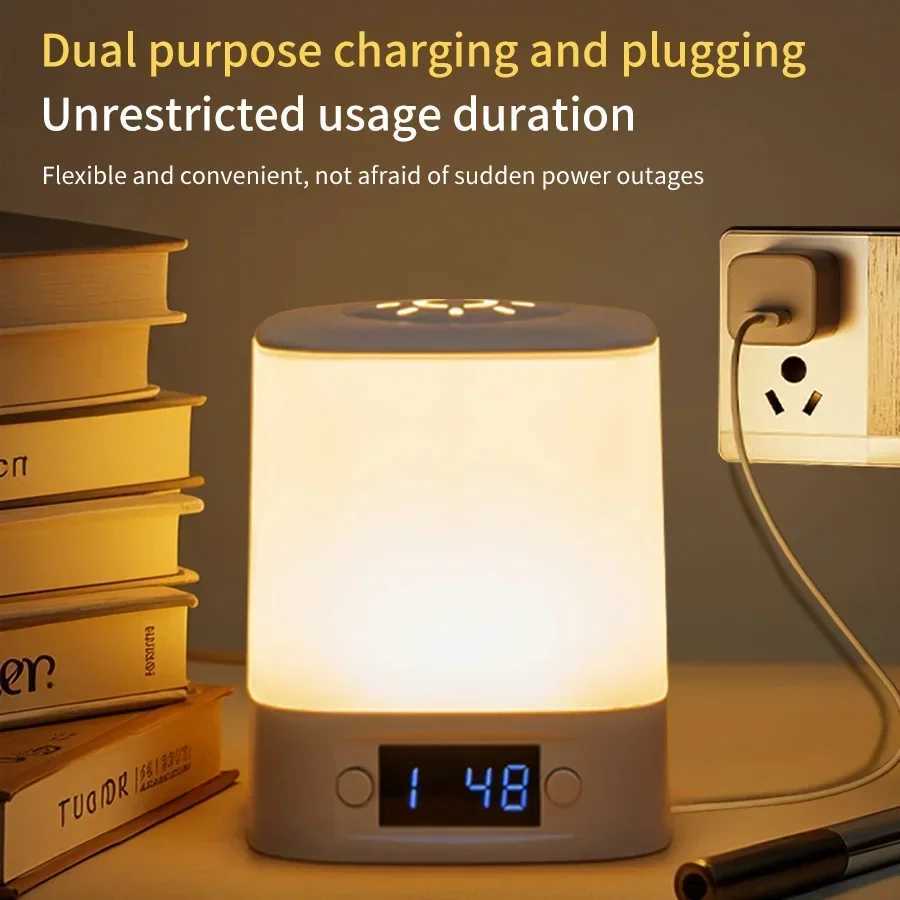 Rechargeable Led Night Light with Time Display USB-Powered Adjustable Brightness Bedside Lamp for Baby Nursery Reading Bedroom M251128