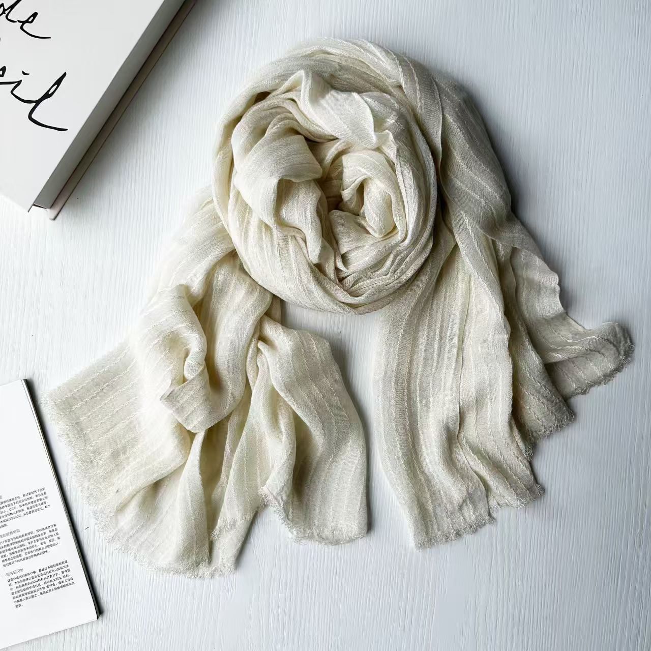 T576 Spring silk scarf women's Japanese and Korean twist scarf good for all seasons men and women decorative silk scarf dirty shawl