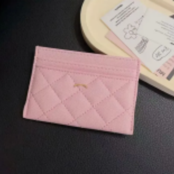 New Fashion Card Holders Caviar Woman Mini Wallet Designer Pure Colors Genuine Leather Pebble Texture Luxury Black Wallets