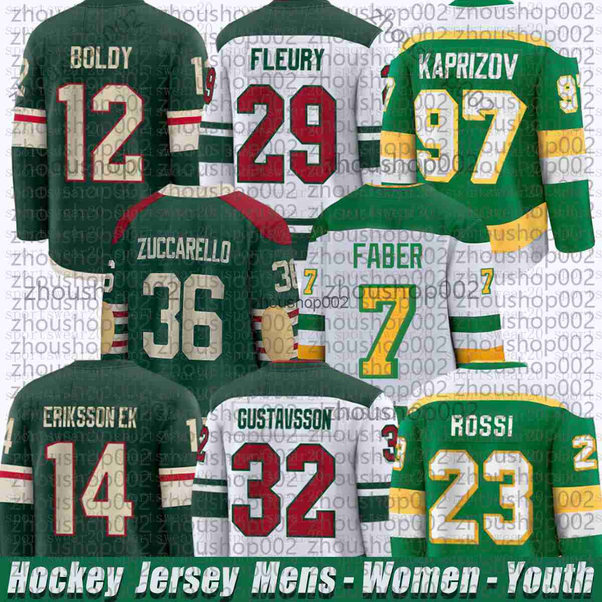 97 Kirill Kaprizov Reverse wilds hockey jersey 36 Mats Zuccarello minnesota 12 Matt Boldy 14 Joel Eriksson Ek Ryan Hartman Brock Faber Marc-Andre Fleury jerseys