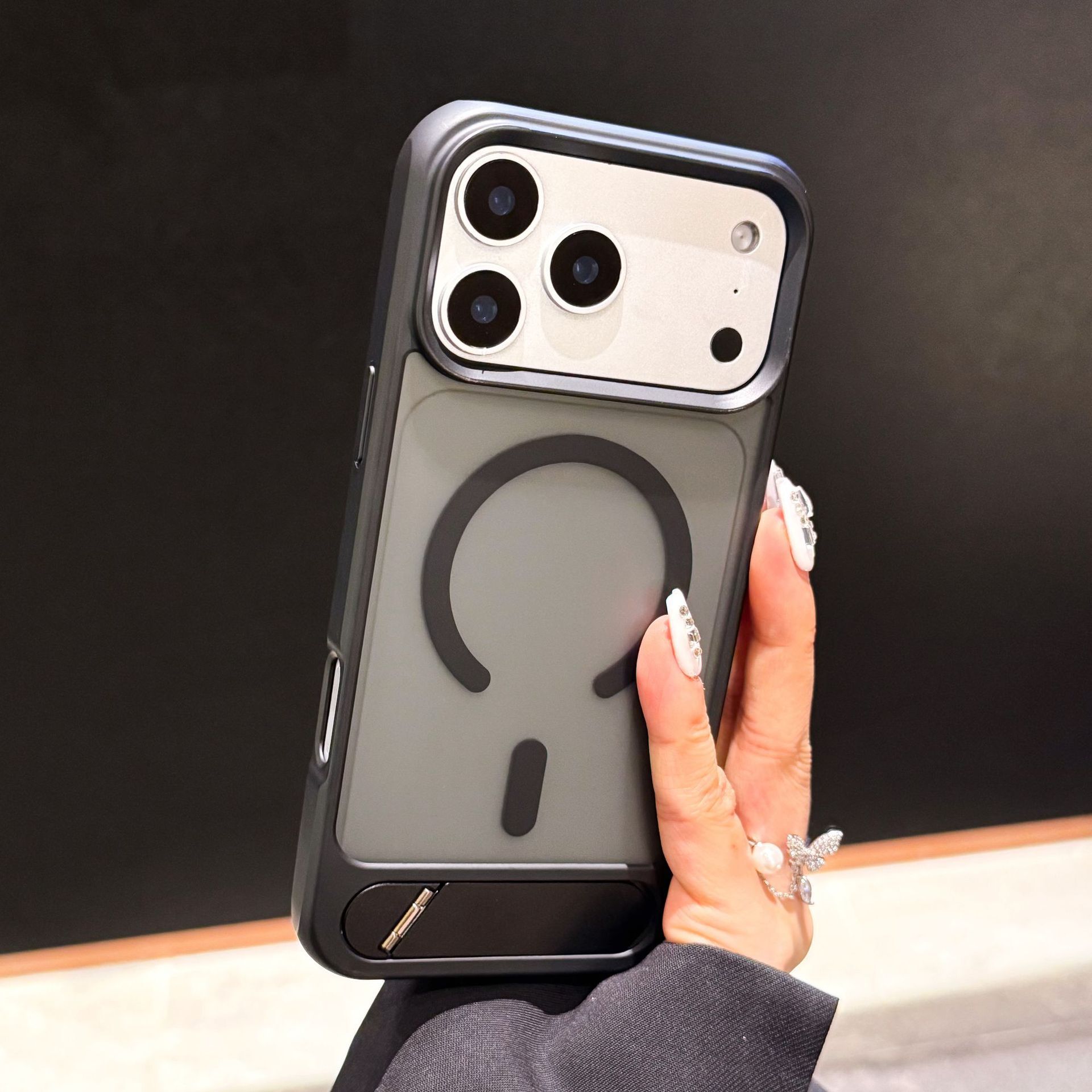 Slant Flip Stand Magnetic Phone Case Compatible iPhone 17 Pro Max Skin Feel Protective Cover iPhone 16/15