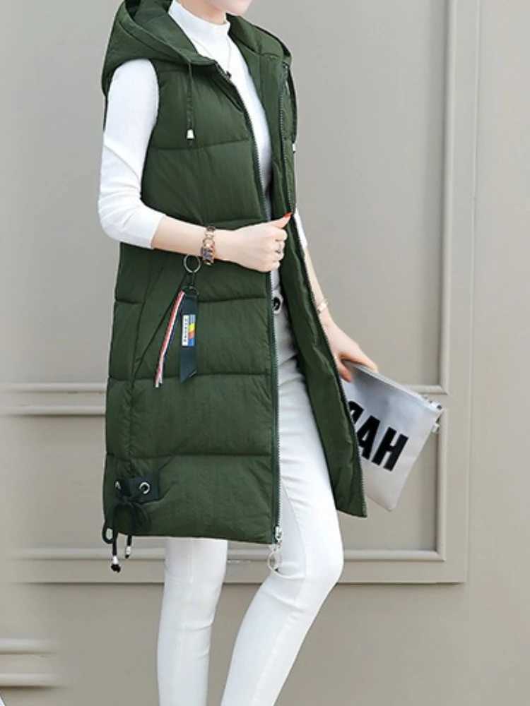 Fashionable Cotton Vest for Women Medium-Length Hooded Slimming Style Autumn Winter New Arrival Korean Version Quality CottonT251128