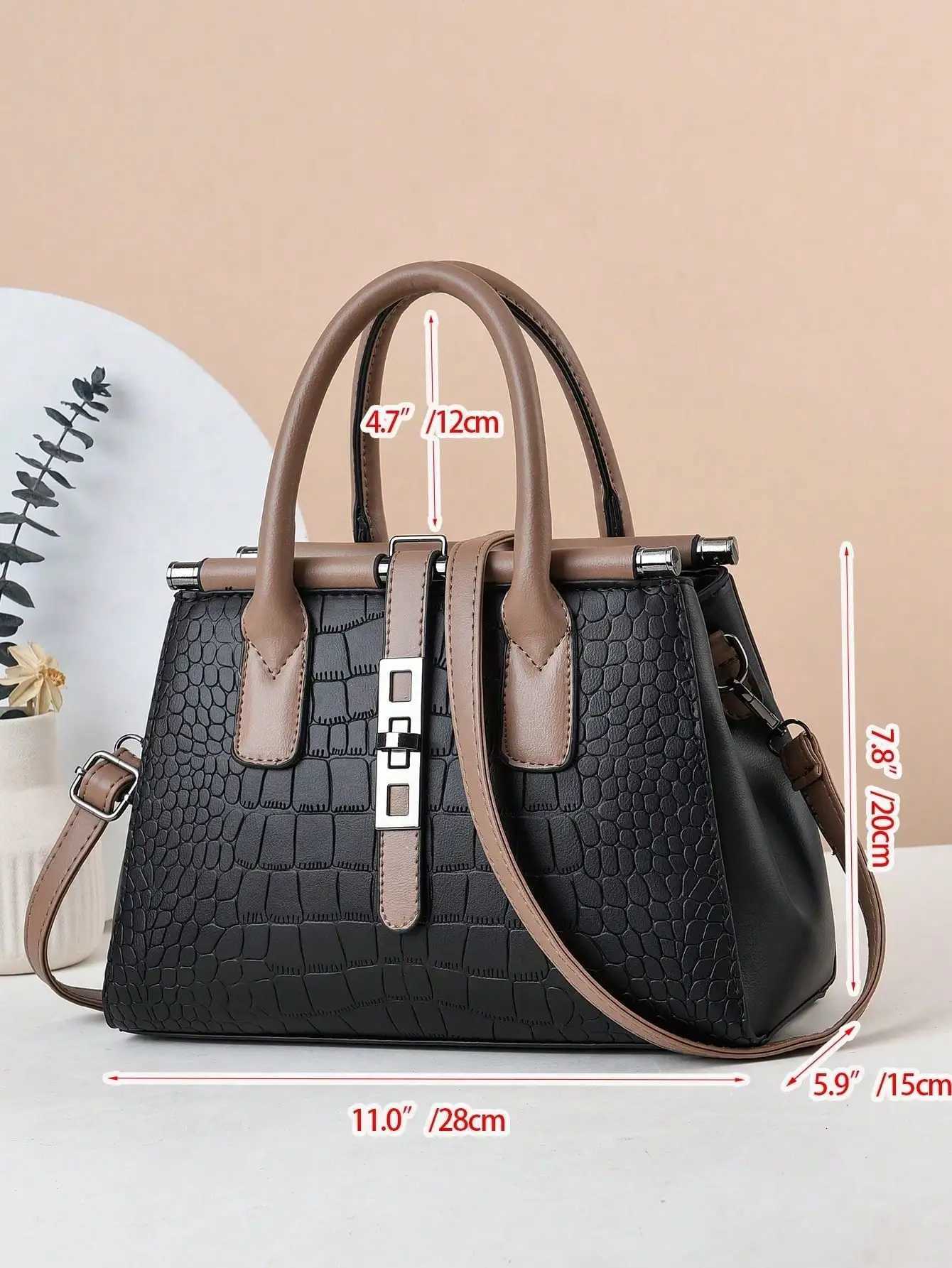 Crocodile pattern womens bag elegant and fashionable shoulder bag large capacity casual simple handbag K251128