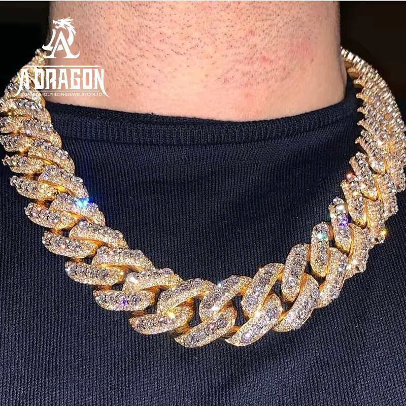 Designer necklace Factory Custom 925 Sterling Silver Moissanite Diamond Necklace VVS Miami Cuban Link for Hip Hop Rapper