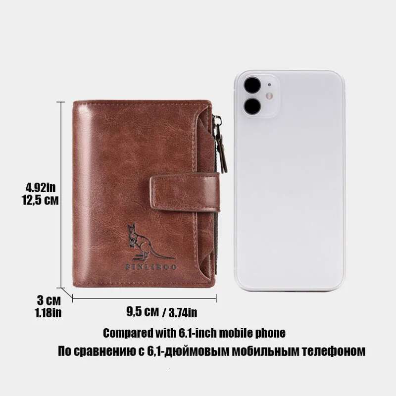 Leather Men's Wallet Short RFID Card Holder For Men Zipper Coin Purse Portable Male Wallets Billfold