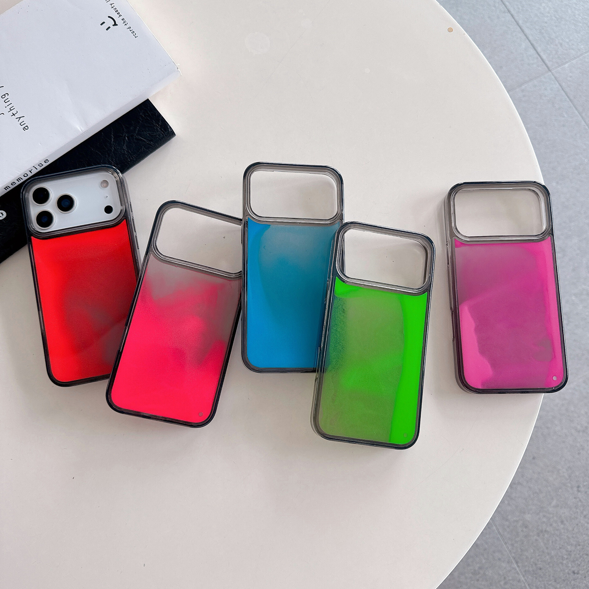 Transparent Luminous Liquid Sand Phone Case iPhone 17 Pro Max Compatible with Apple 16/15/14 Pro Soft Edge Hard