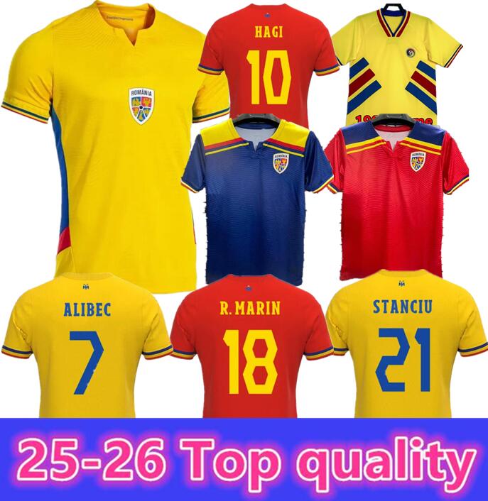 25/26 Romania soccer jerseys 2025 2026 MARIN STANCIU OLARU CIALDAU MORUTAN DRAGUSIN TANASE home 94 00 Vintage Retro 1994 HAGI adult football