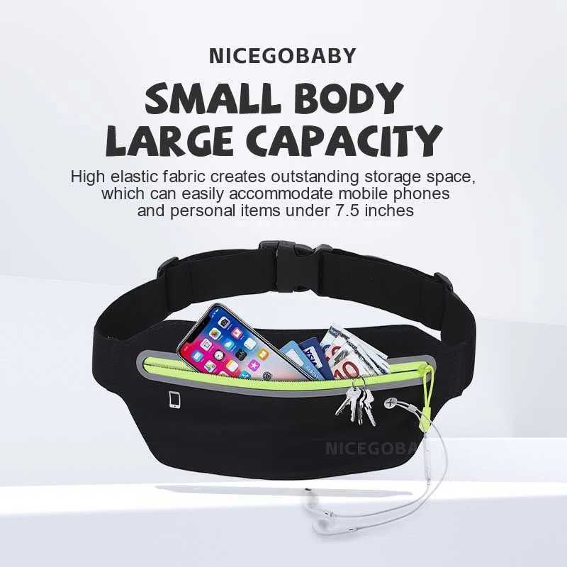Sports waist pack Multi-functional outdoor running mobile phone mens and womens fitness waterproof invisible pocket ultra-thinT251128