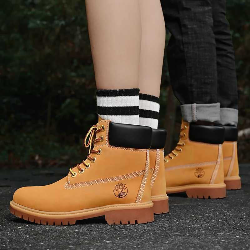 Boots Men High Top Boots High Quality Women Leather Shoes Fashion Outdoor Sneakers Men Lace Up Non-Slip Ankle Boots for Couple W251128