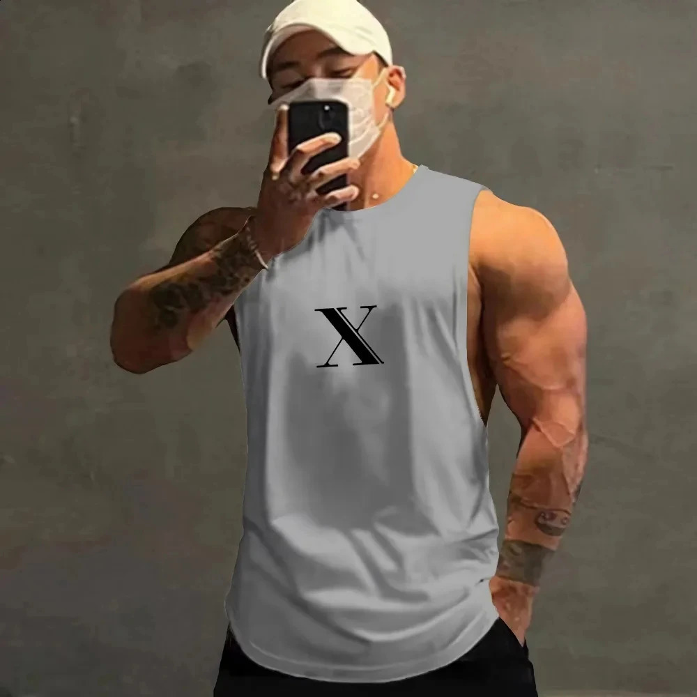 Mens and Womens Summer Sports Box Top Mens Net Quick Drying Tank Top Casual Printed Sleeveless 250427