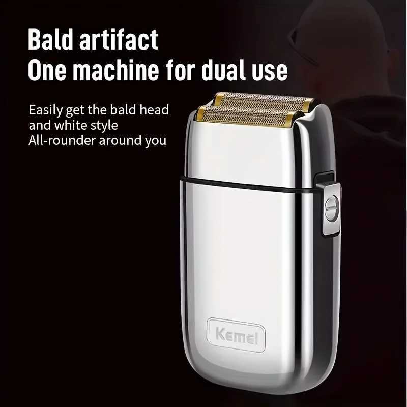 Kome KM-TX1 Mens Electric Shaver Double Blade USB Charging High-End Metal Gift Box Shaving Razor for Smooth Facial Hair Removal C251128