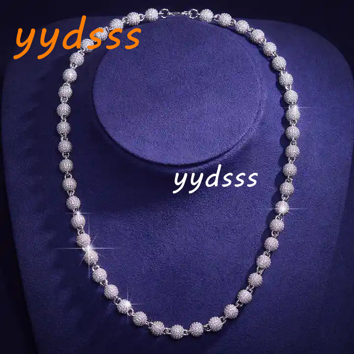 Kibo High Quality Sterling Silver 10mm Iced Out Ball Link Chain Men Hip Hop Moissanite Ball Chain Necklace