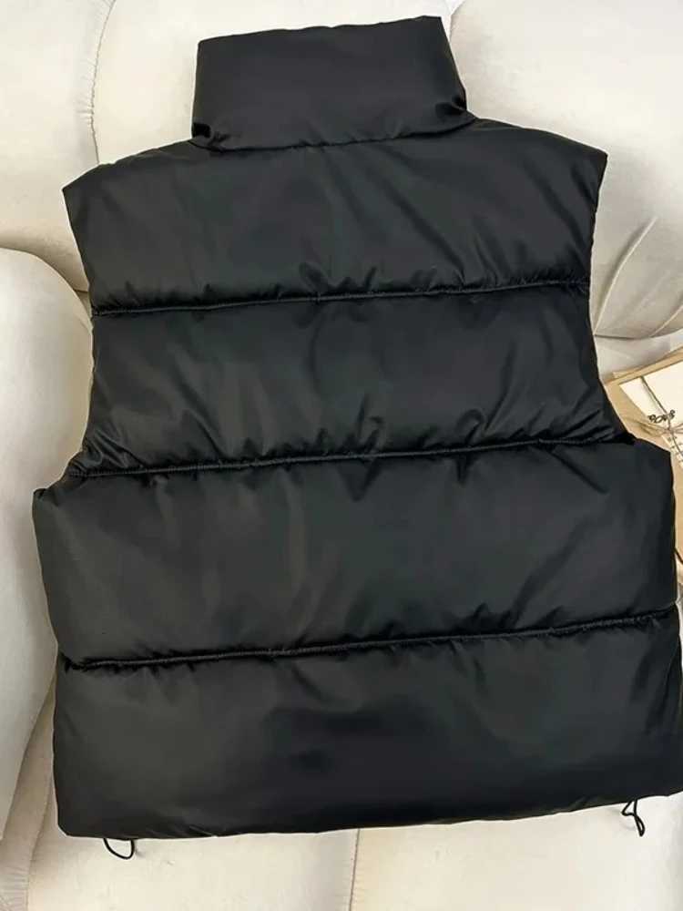 Winter Down Cotton Vest Jacket Womens Sleevele Stand Parkas Warm Short Vest Coat Female Waistcoat Overcoat Ladies TopsT251128