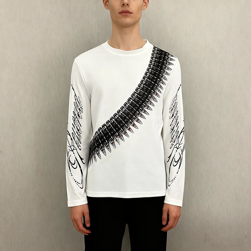 Y2K Retro Long Sleeve T-Shirt Unisex Street Style Casual Loose Fit Bullet Letter Print American Theme Mens And Womens Top 251128