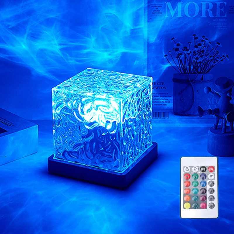 Northern Lights Projector Lamp 16 Colors Ocean Wave Night Light Remote Control Party Atmosphere Light Home Bar Restaurant Gift M251128