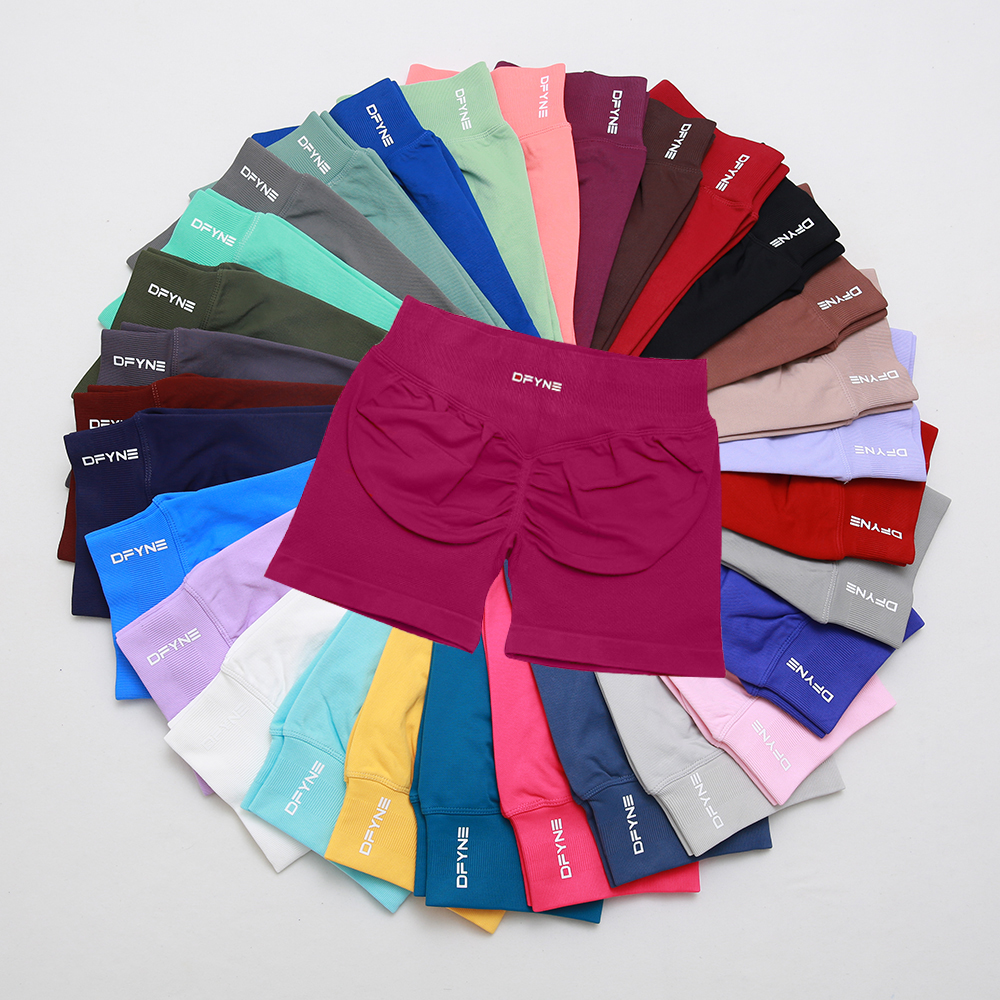 dfyn shorts womens dynamic Impact Shorts with logo dyfine Women 4.5 inch Dyfne Seamless Scrunch Bum Gym Shorts Low Waist Yoga Shorts Workout Biker Short Fitness Short