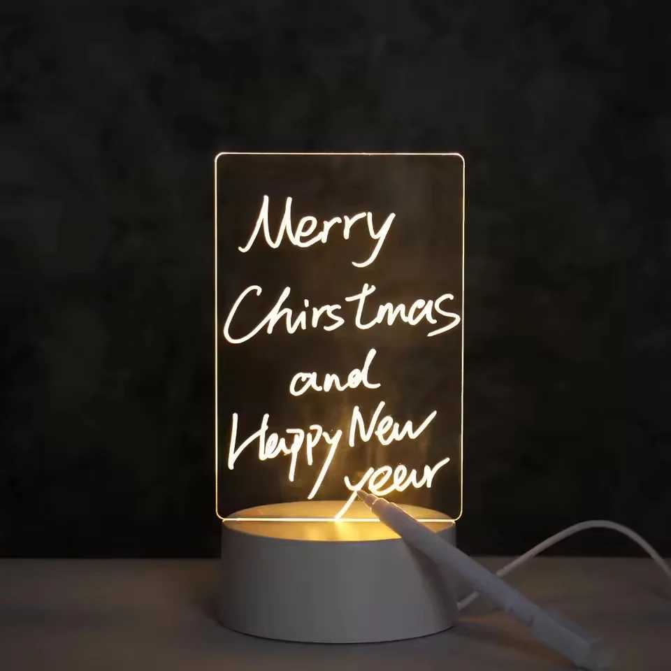 DIY Notepad LED Drawing Board Glowing Acrylic Message Board With Pen Erasable Childrens Drawing Letter Message Board Night Lamp M251128