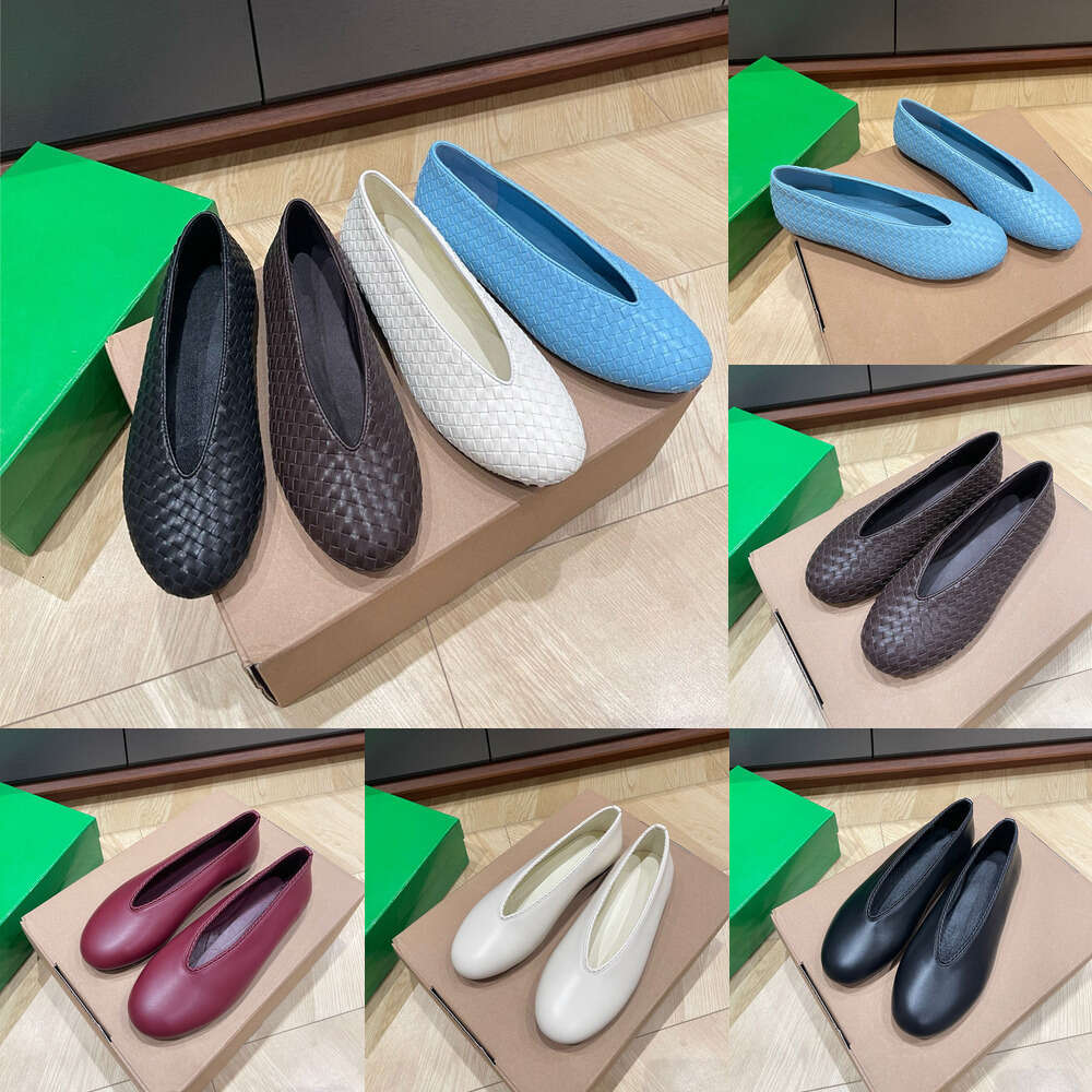 designer shoe loafer Luxury mary jane High quality Classic Round-toe Weaving genuine Leather Loafer Flat heel dress slip on womens Vacation Driving Walking shoes