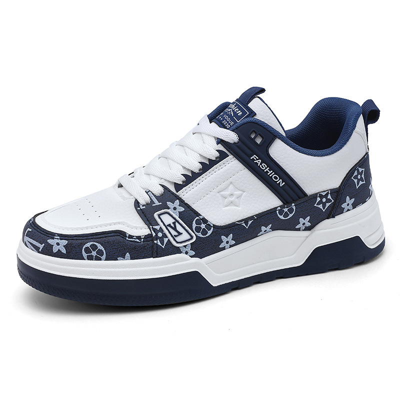 Designer shoes free shipping 2025 new fashionable white shoes casual comfortable thick soled sports board shoes for mens