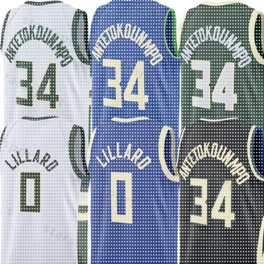 Bucks Jersey Basketball 34 Antetokounmpo Lillard Kuzma Brook Lopez Bobby Portis Gary Trent Kevin Porter Jr. Green Taurean Prince Pat Connaughton Ryan Rollins