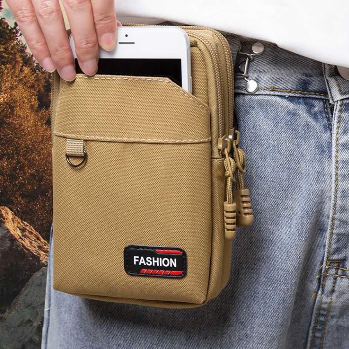 A Durable Mobile Phone Bag a Construction Site Waist Bag with a Belt and an Outdoor Sports Waist BagT251128
