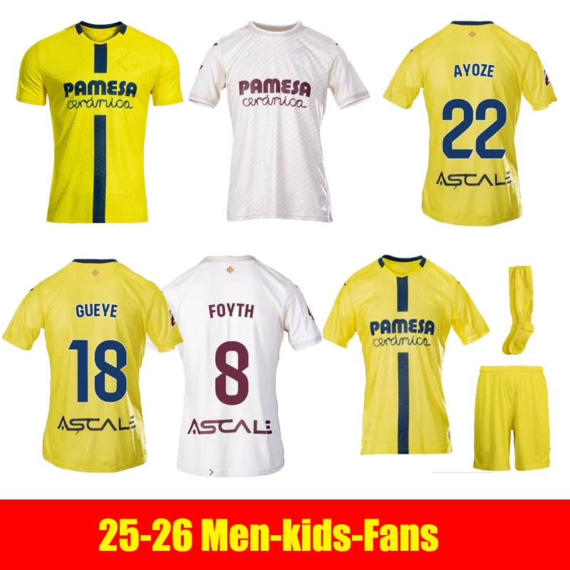 THOMAS 2025 2026 Villarreal CF Soccer Jerseys MARIN COSTA AYOZE MOLEIRO PAREJO FOYTH S.CARDONA YEREMY GERARD R.ALBIOL I.AKHOMACH 25 26 football MEN KIDS shirt666