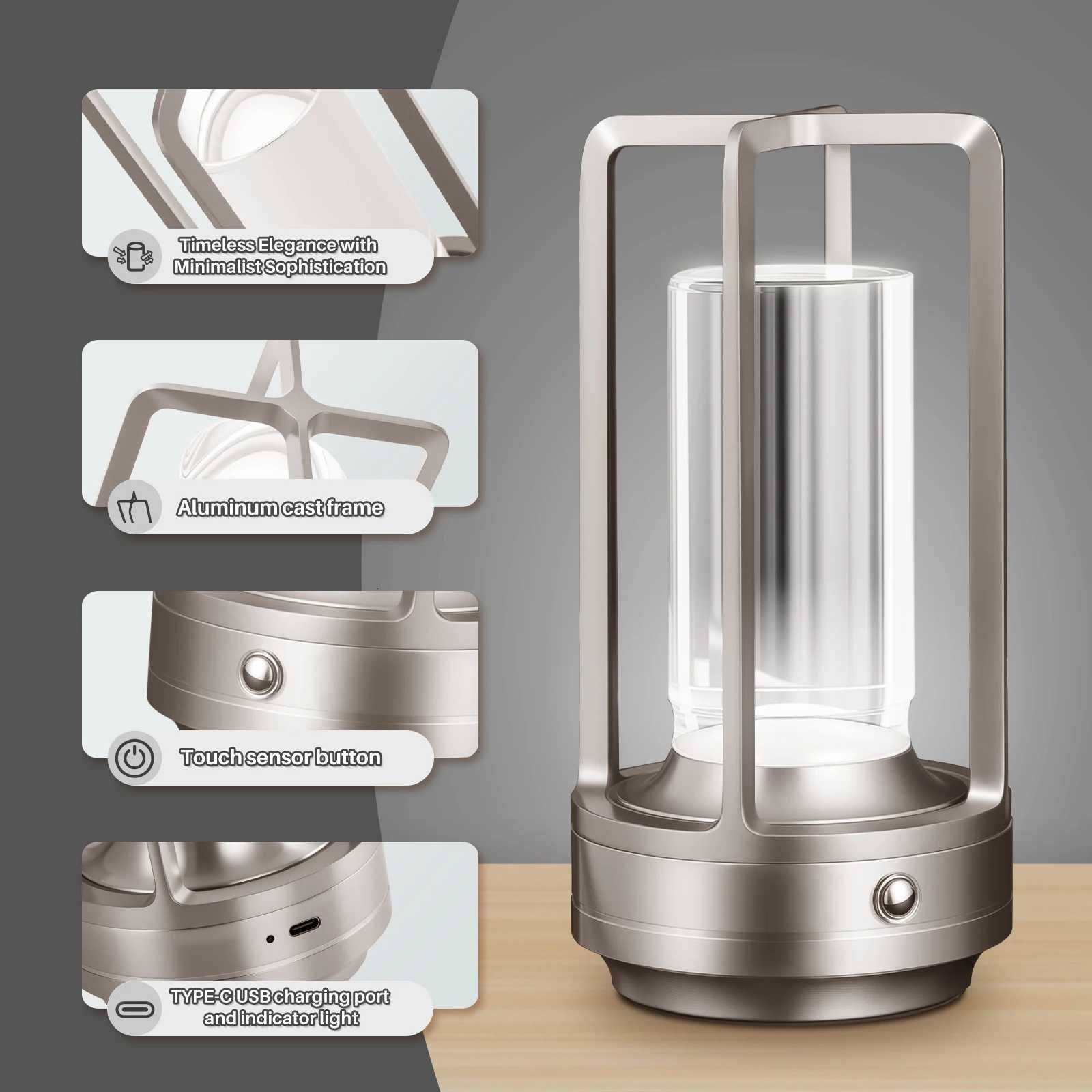 Lantern/lantern Modern Design USB LED Table Lamp Touch Switch Night Light With Rechargeable Battery for Restaurant Hotel Use M251128