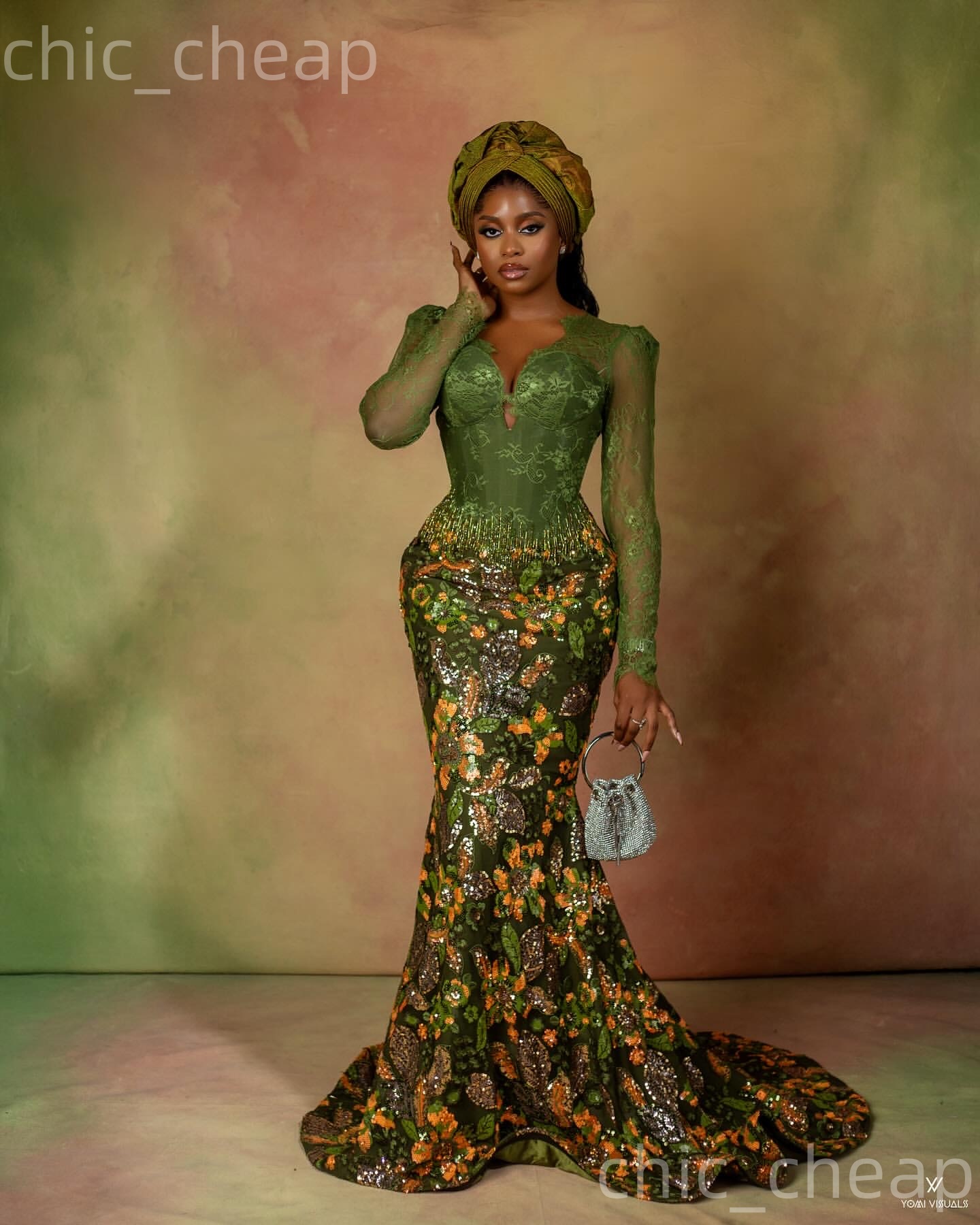 Aso Ebi Olive Green Mermaid Prom Dresses 2026 Lace Beaded Sequined Evening Formal Party Second Birthday Engagement Gowns Plus Size Dress For Special O