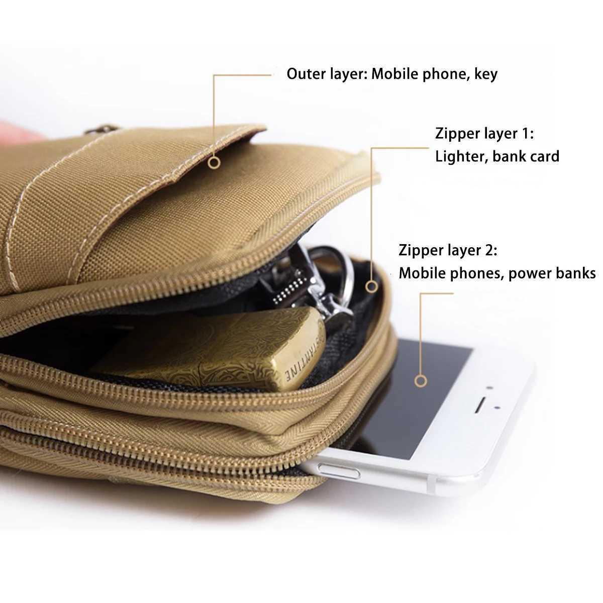 A Durable Mobile Phone Bag a Construction Site Waist Bag with a Belt and an Outdoor Sports Waist BagT251128