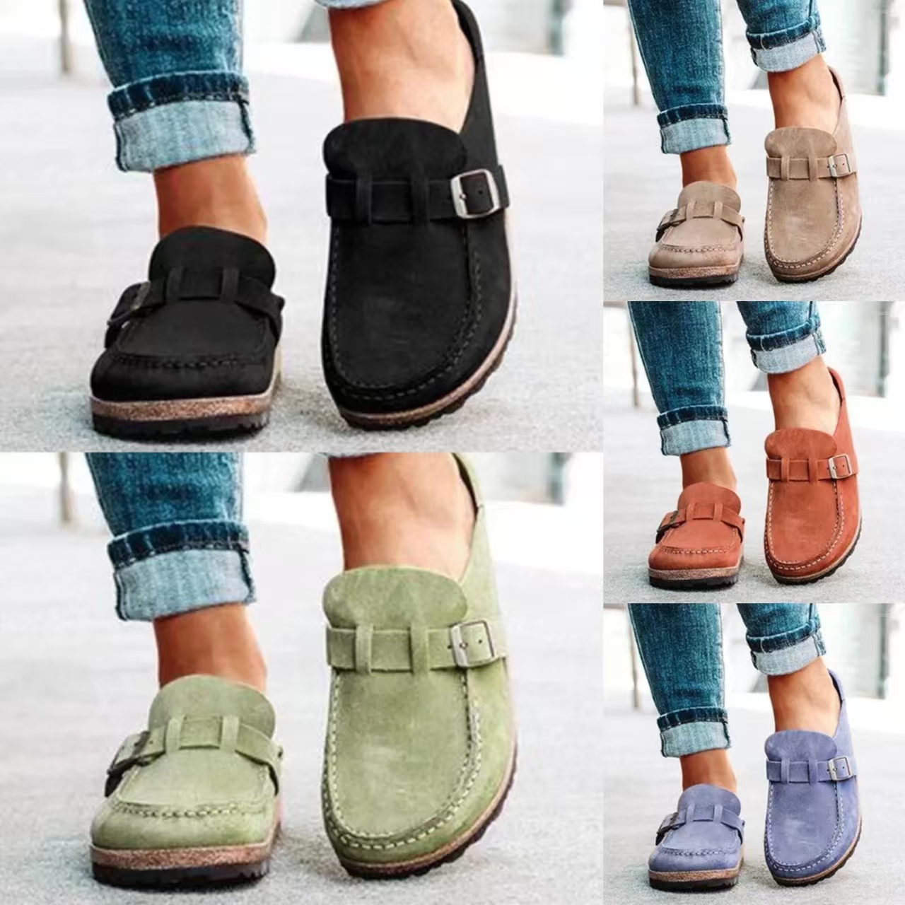 Slippers Women's Flat Shoes British Korean Trendy Explosion Style Half Dragged Bean No Rear Heel Lazy