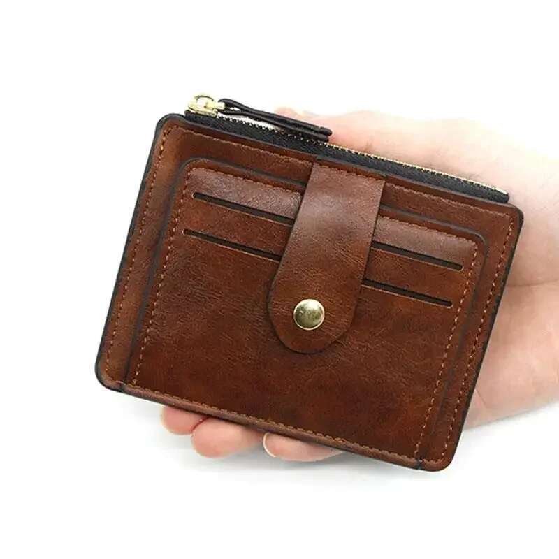 Men Fashion Credit ID Card Holder Wallet Male Slim Leather Wallets With Coin Pocket Brand Designer Brown Business Purse