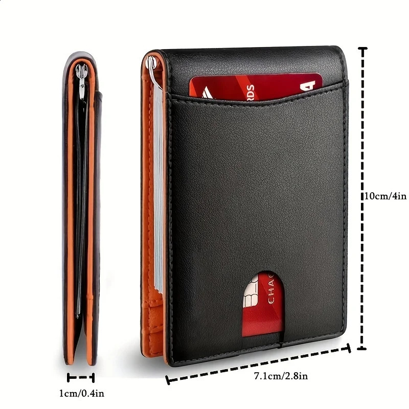 PU leather ultrathin smart wallet for men with credit card holder mini RFID blocking mens thin 250418