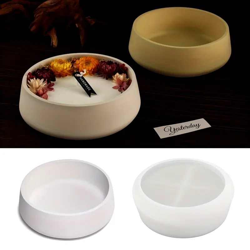 Large Round Storage Tray Candle Bowl Silicone Mold Crystal Drop Glue Storage Container Plaster Decoration
