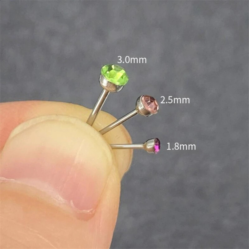 1Set 24pcs 1.8/2.5/3mm Steel Nose Rings Kit Hypoallergenic Studs Crystal Body Piercing Jewelry Accesories For Women Men 250427