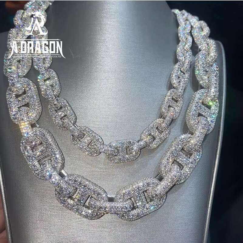 Designer necklace Factory Custom 925 Sterling Silver Moissanite Diamond Necklace VVS Miami Cuban Link for Hip Hop Rapper