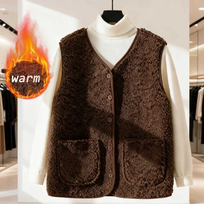 Winter Warm Fleece Vest Thickened Lamb Wool Waistcoat for Women Autumn and Winter Plus Size Insulated Outerwear Cozy SleevelessT251128