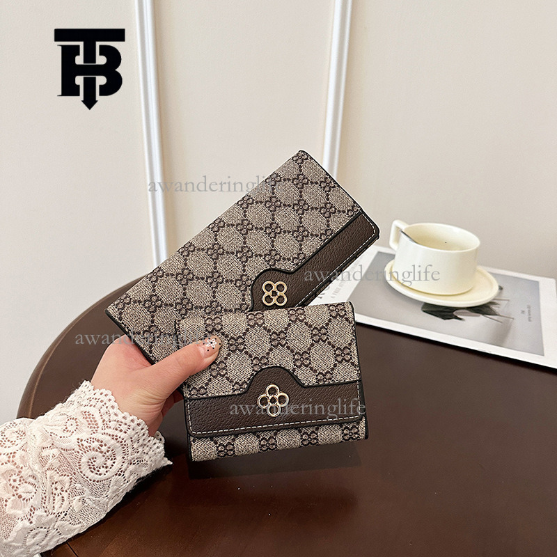 TB BHULAMTE Designer Luxury Metal Logo Folding Large Banknote Wallet Long, Large Capacity Multi Card Slot Card Bag Handbag Women's Printed Retro 